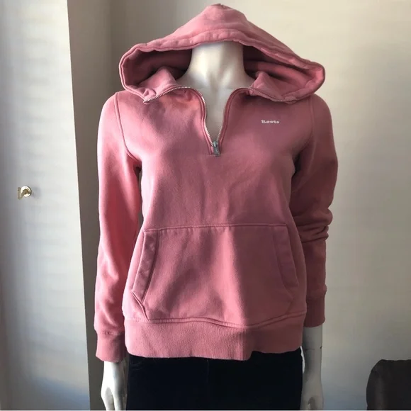Pink Hoodie Roots Women Hoodie Roots Tops Roots Pink Hoodie With